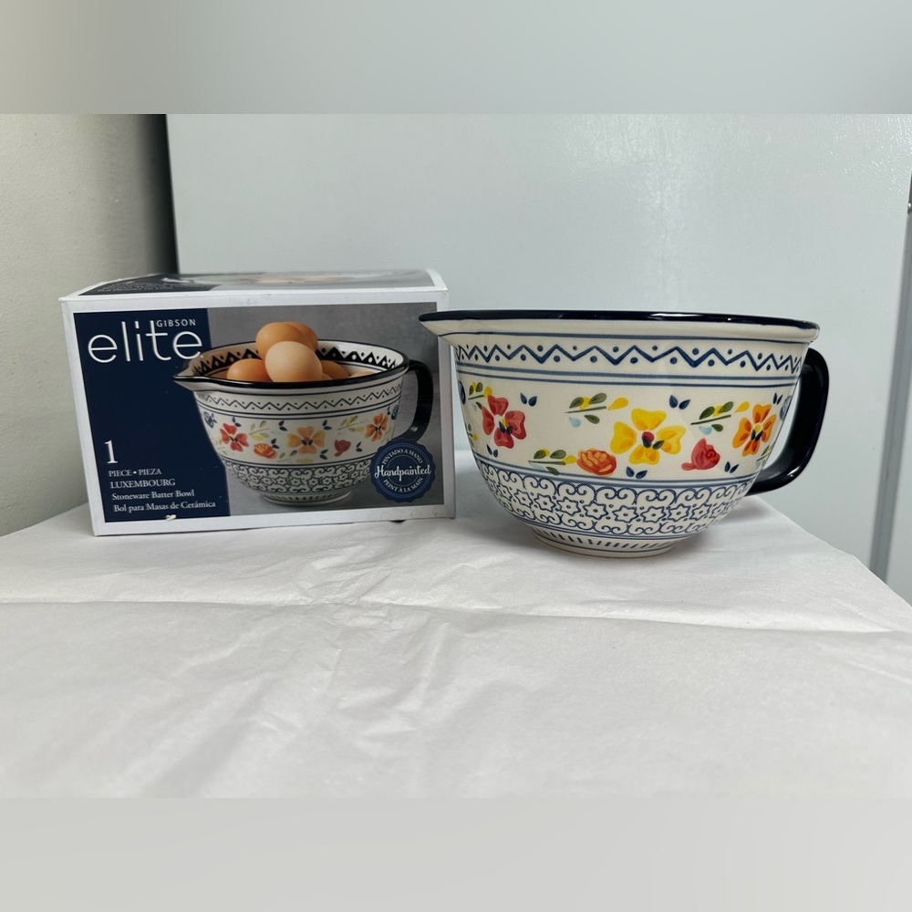 Gibson Elite Handpainted Floral Mixing Bowl - Multicolor - Picture 3 of 6